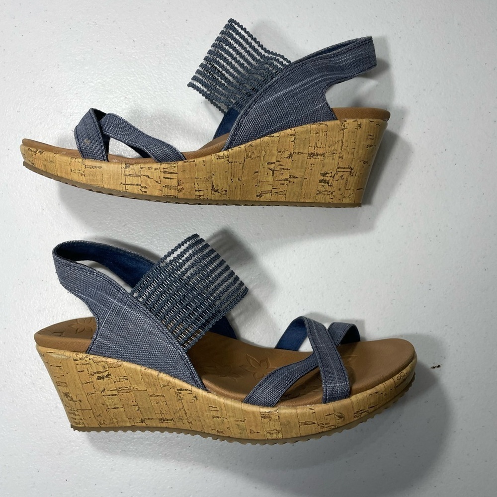 Cali Skechers Luxe Foam Women's Blue Sandals Size 8 SB-95 - Picture 6 of 7